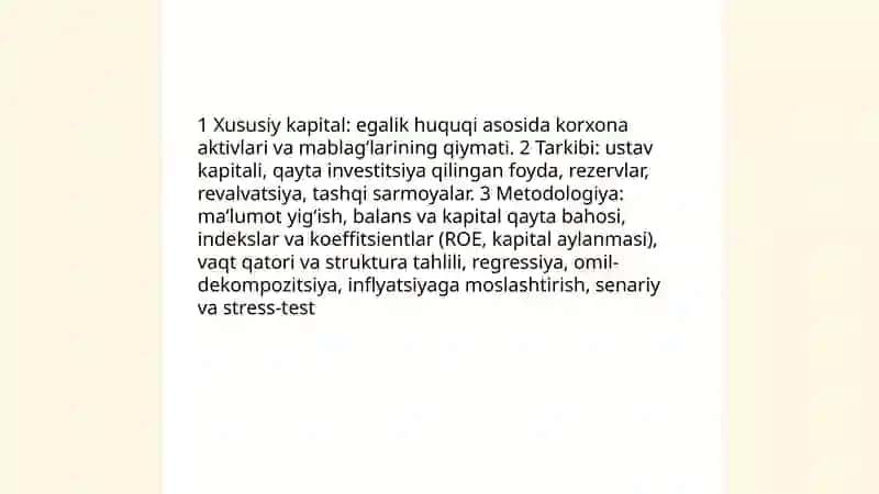 Xususiy kapitaldagi oʻzgarishlarning iqtisodiy tahlili 3