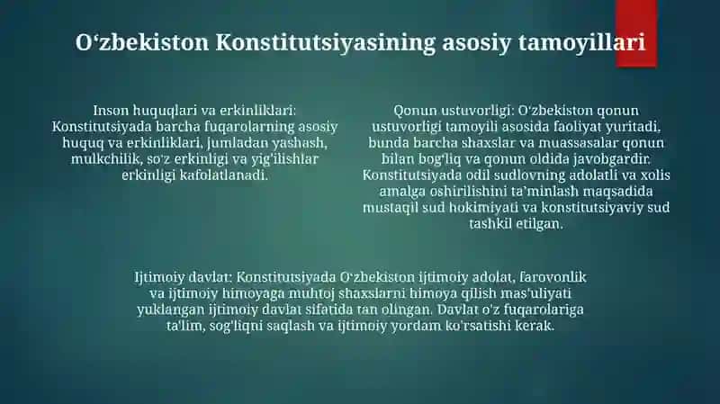 OʻZbekistonda Jamiyat Va Shaxs Munosabatlarining Konstitutsiyaviy Asoslari 3