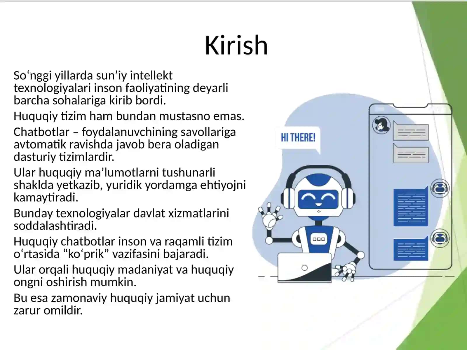 Huquqiy maslahatchi chatbotlar va ularning imkoniyatlari 3