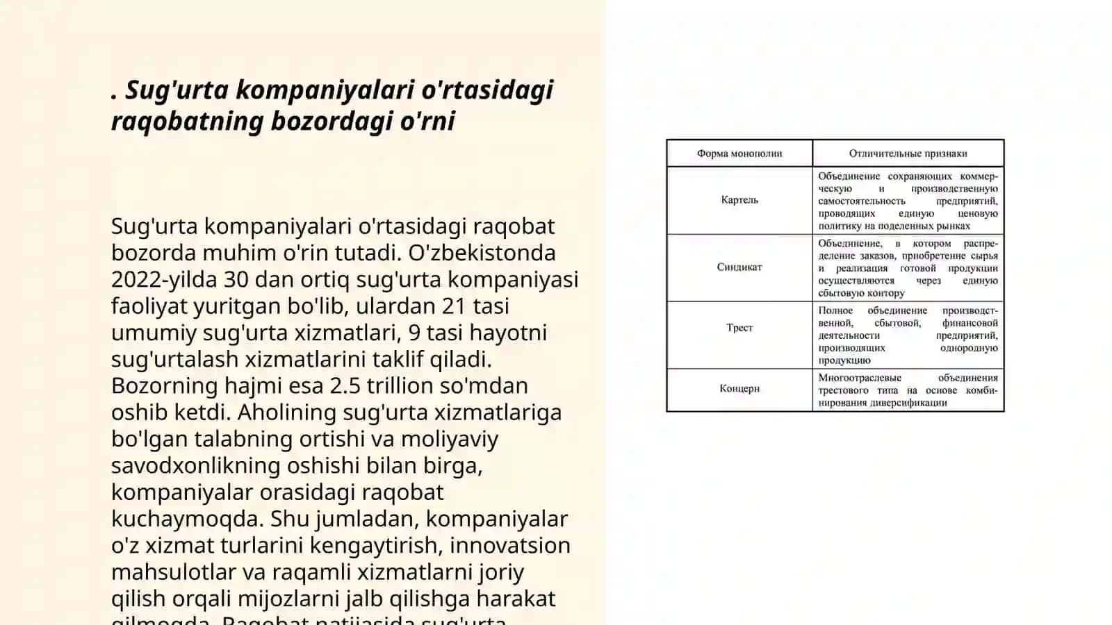 Sug'urta bozoriga raqobat va manapoliyaning ta'siri 3