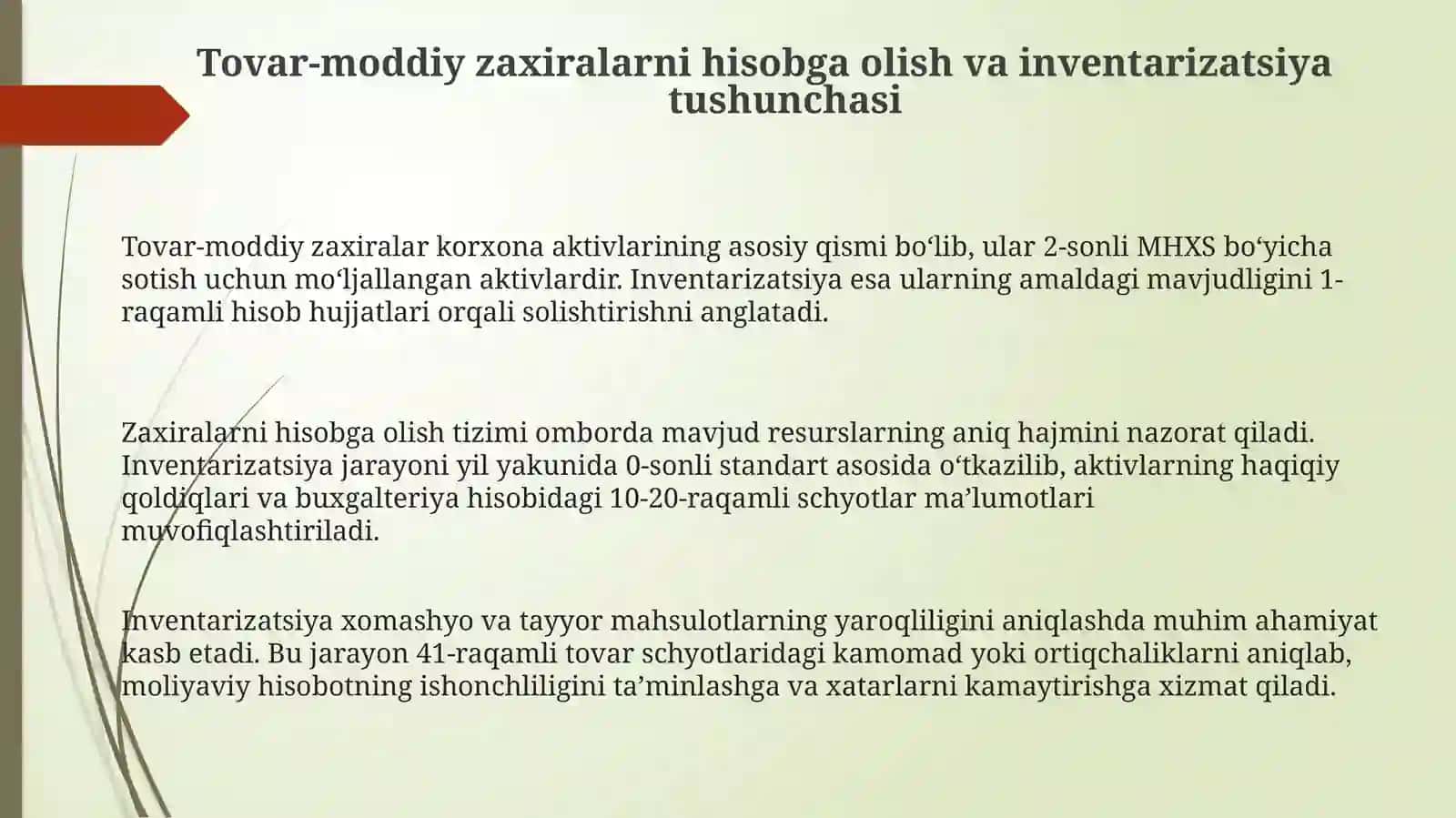 Tovar-moddiy zaxiralarni hisobga olish va baholash 3
