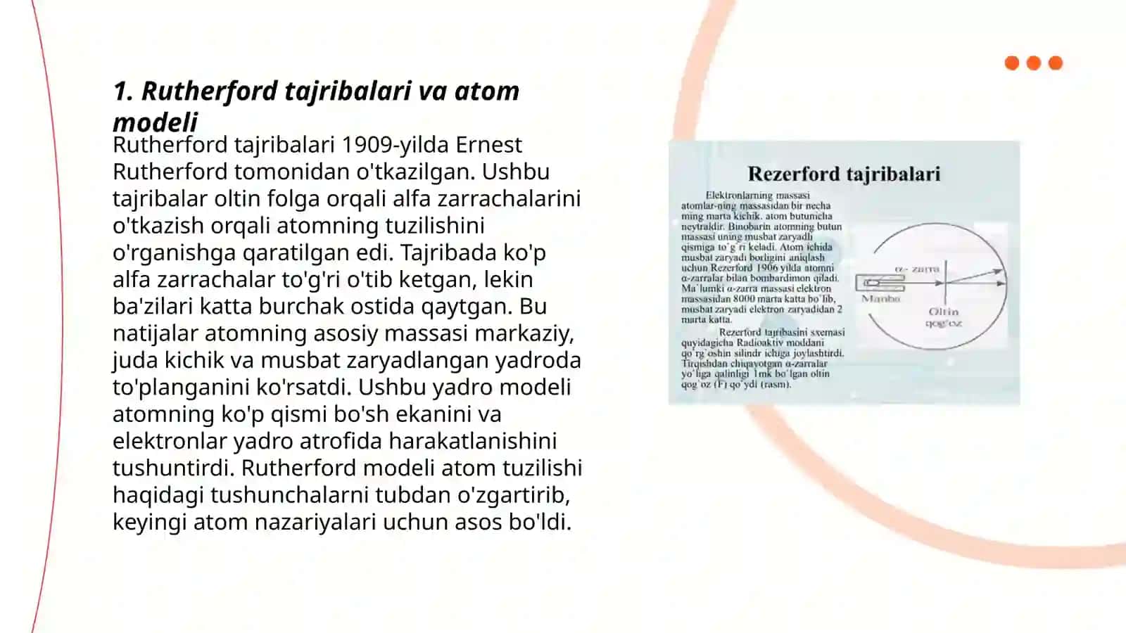 Rutherford tajribalari va atom modeli 3
