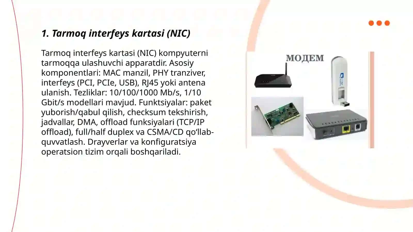 Tarmoq interfeys kartasi (NIC) 3