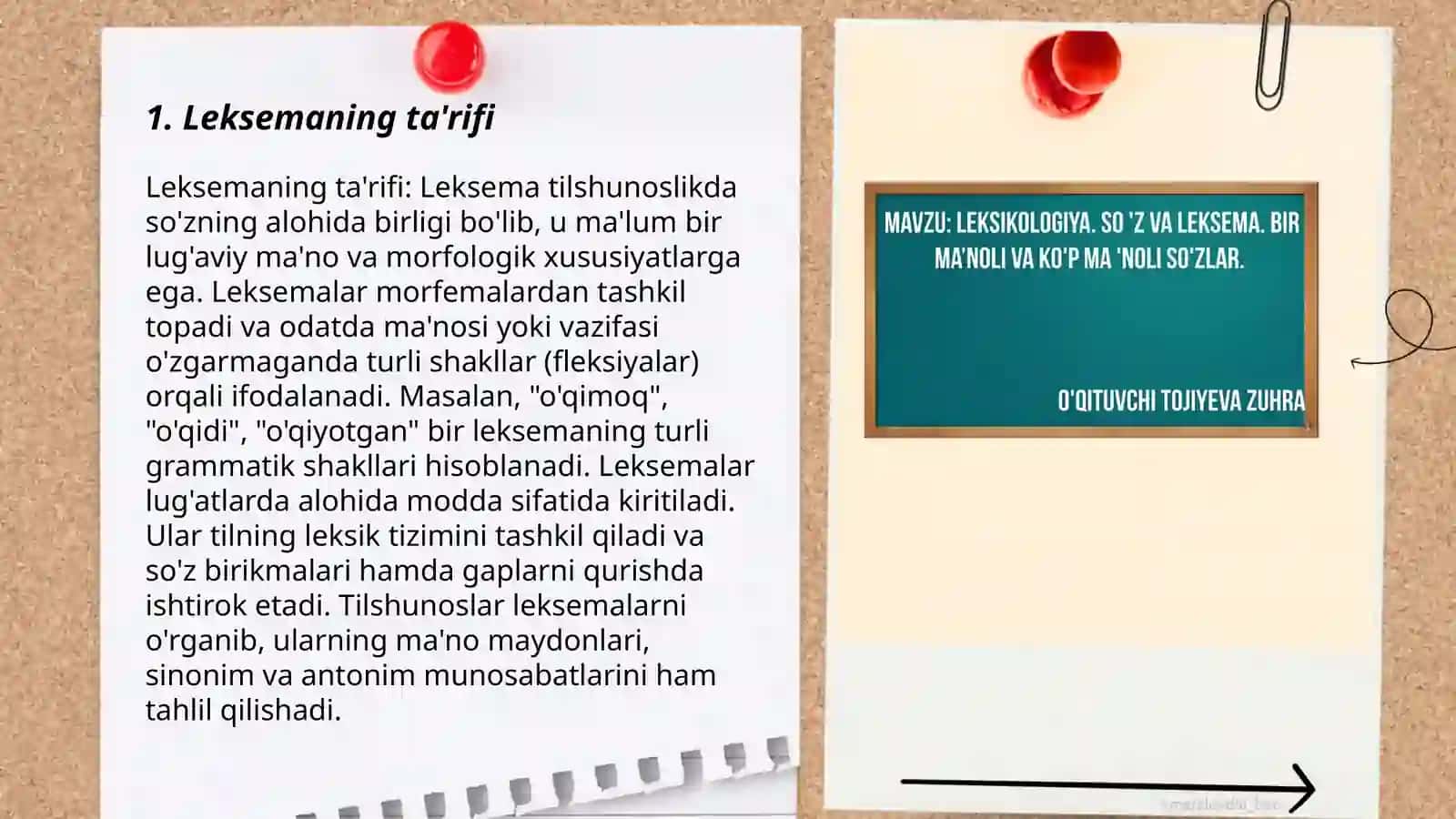 Leksema mazmuni. Leksema va Semema 3