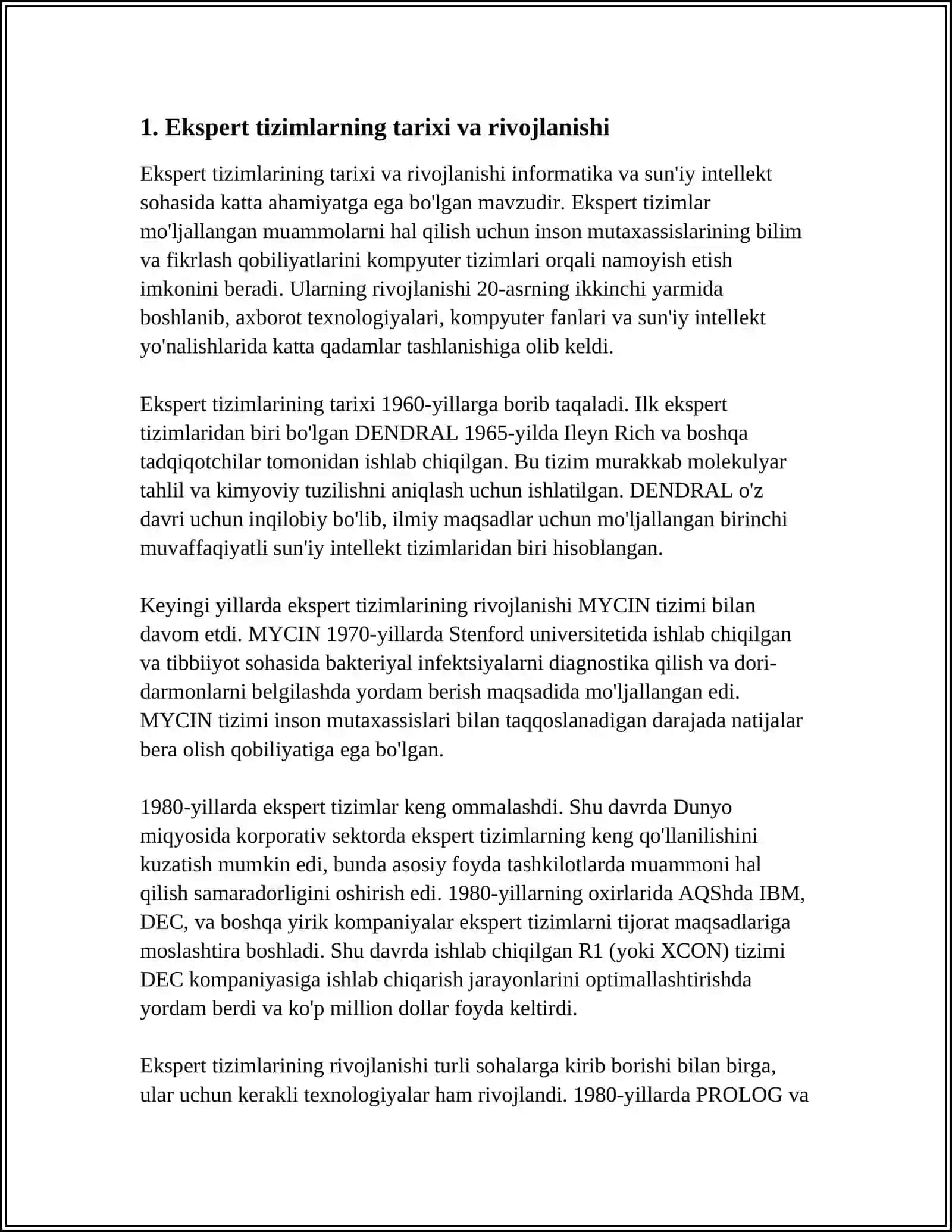 NORAVSHAN BILIMLARGA ASOSLANGAN EKSPERT TIZIMLAR 3