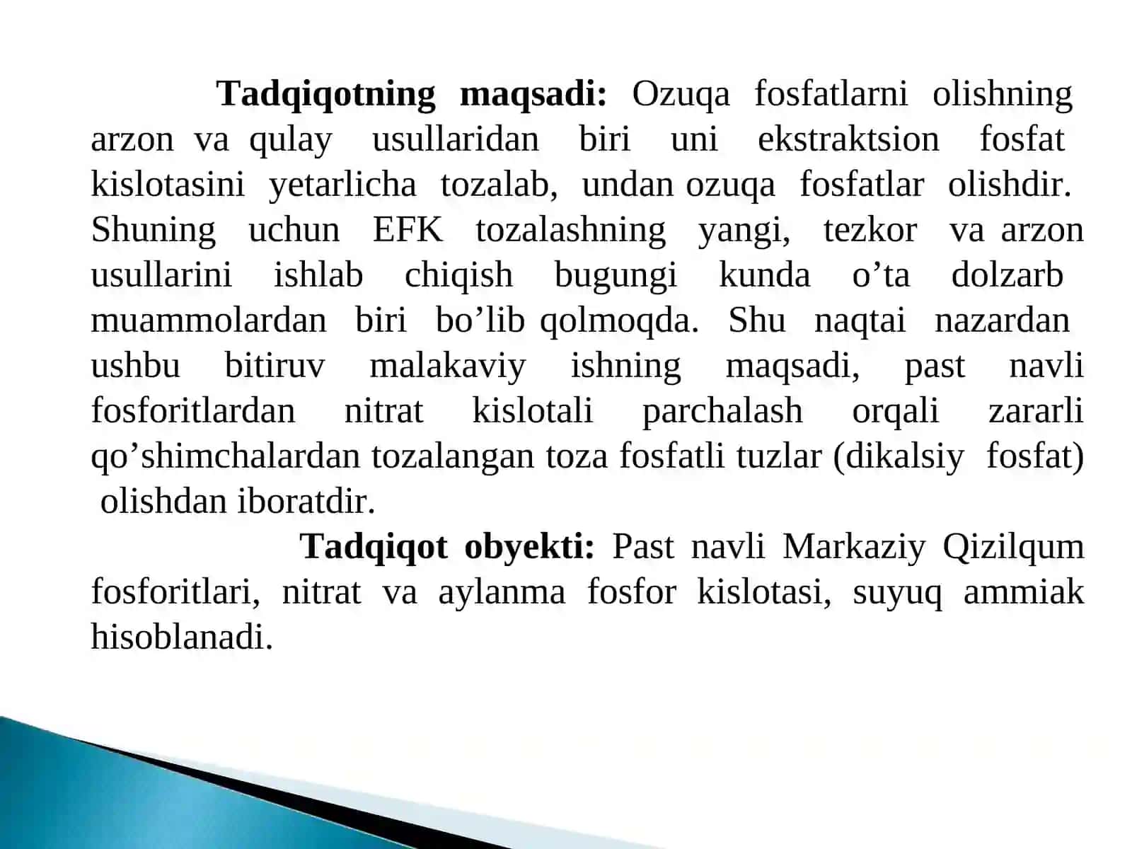 PAST NAVLI FOSFORITLARDAN TOZA FOSFATLI TUZLAR OLISH JARAYONINI O’RGANISH 3
