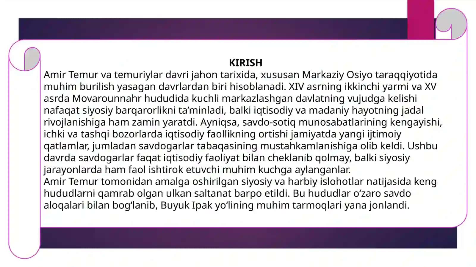 Amir Temur va temuriylar davrida savdogarlarning siyosiy jarayonlardagi ishtiroki 3