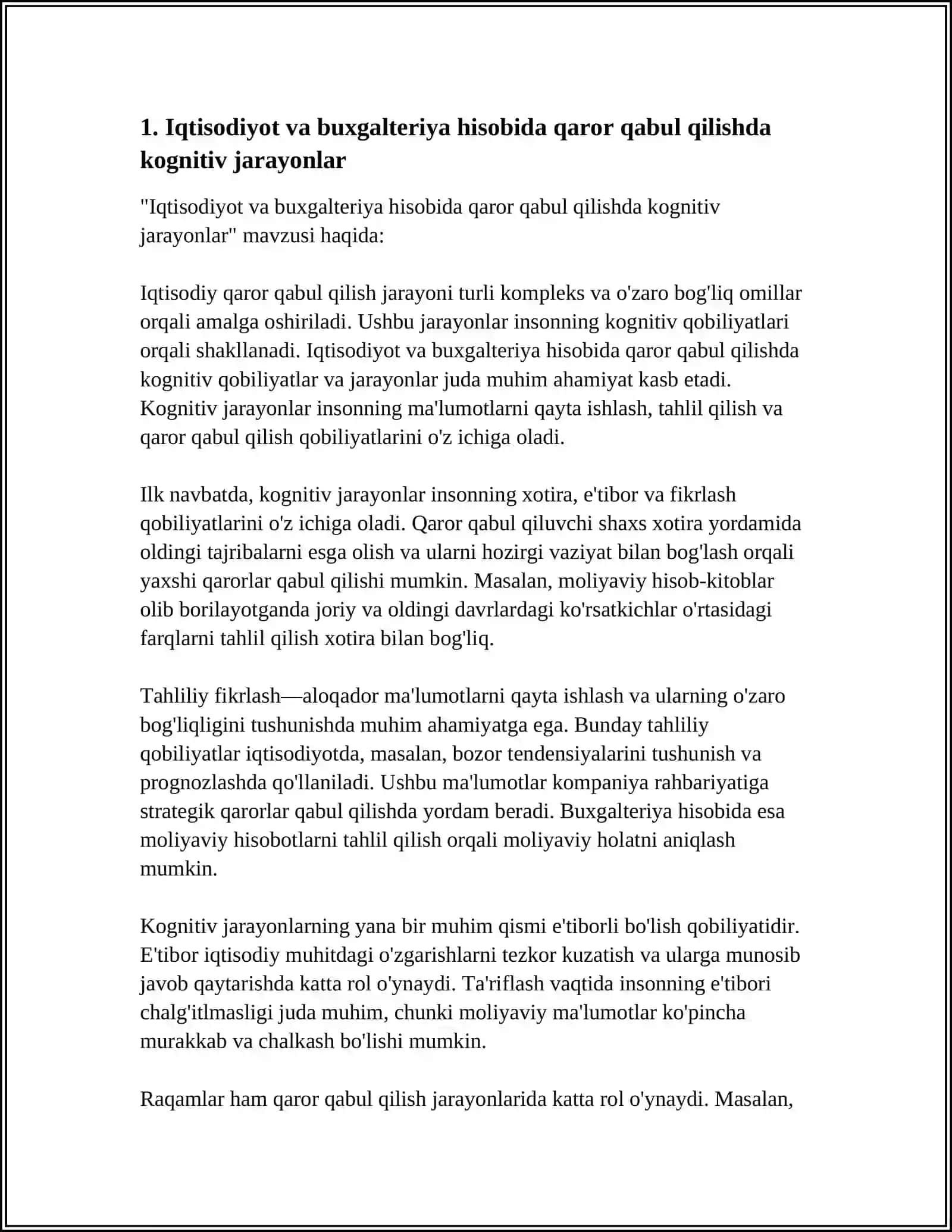 IQTISODIYOT VA BUXGALTERIYA HISOBI SOHASIDA KOGNITIV JARAYONLARNING OʻRNI 3