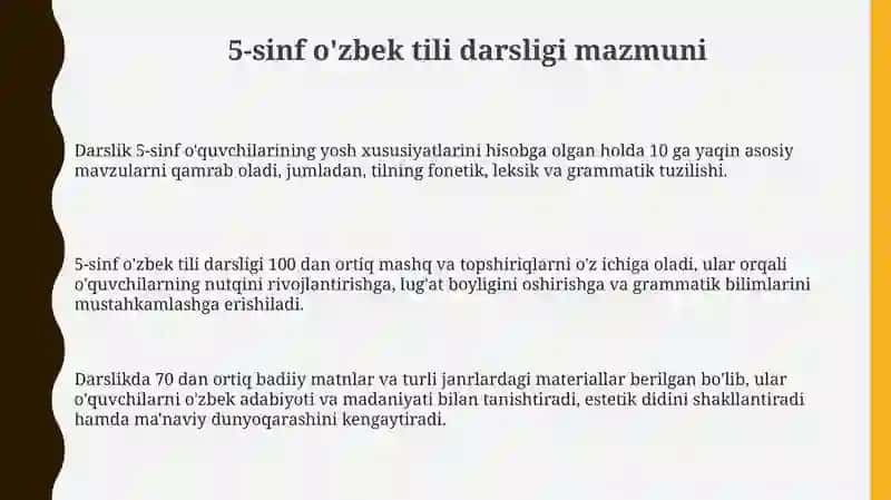 5-sinf o'zbek tili darsligi mazmuni 3