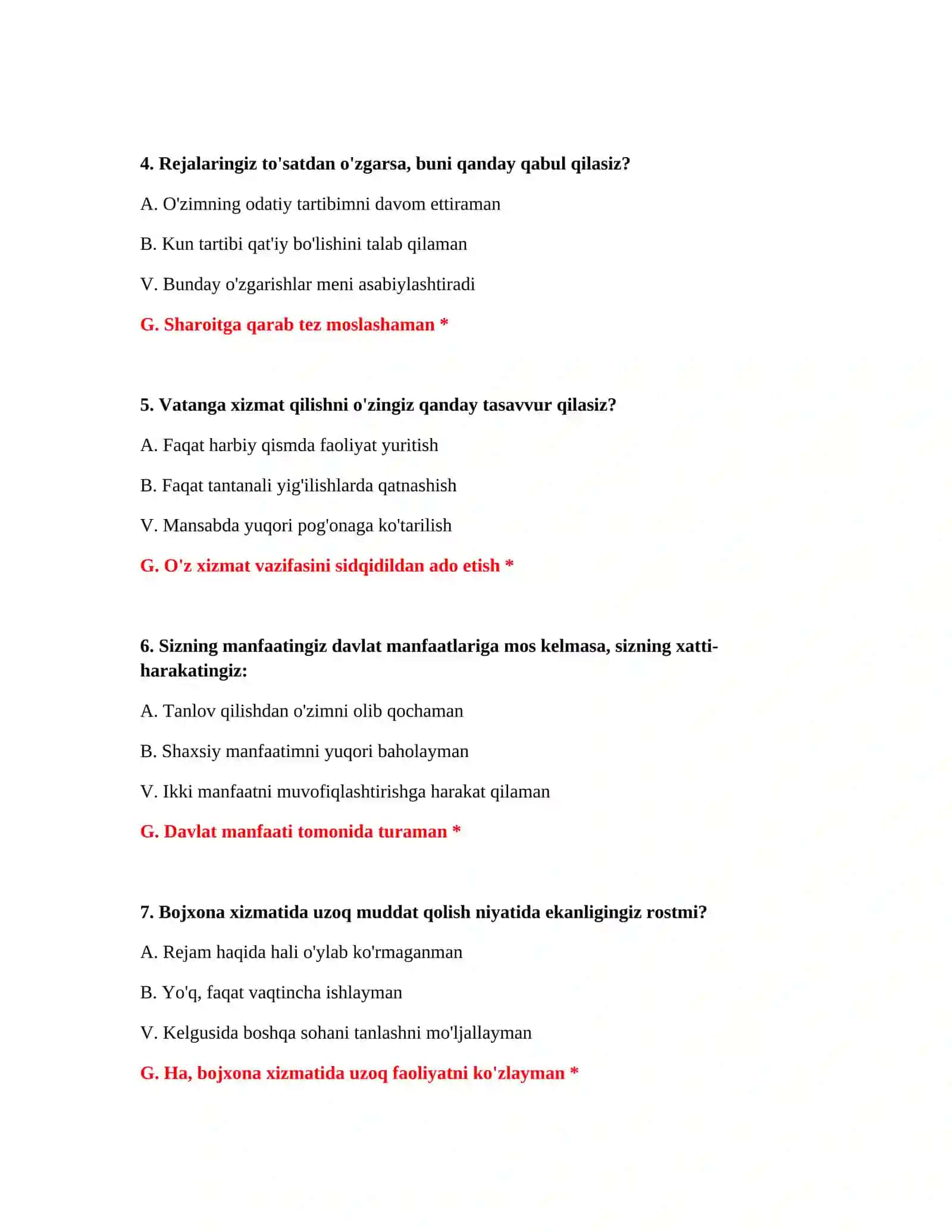 Bojxona psixologik savollarining javoblari 3