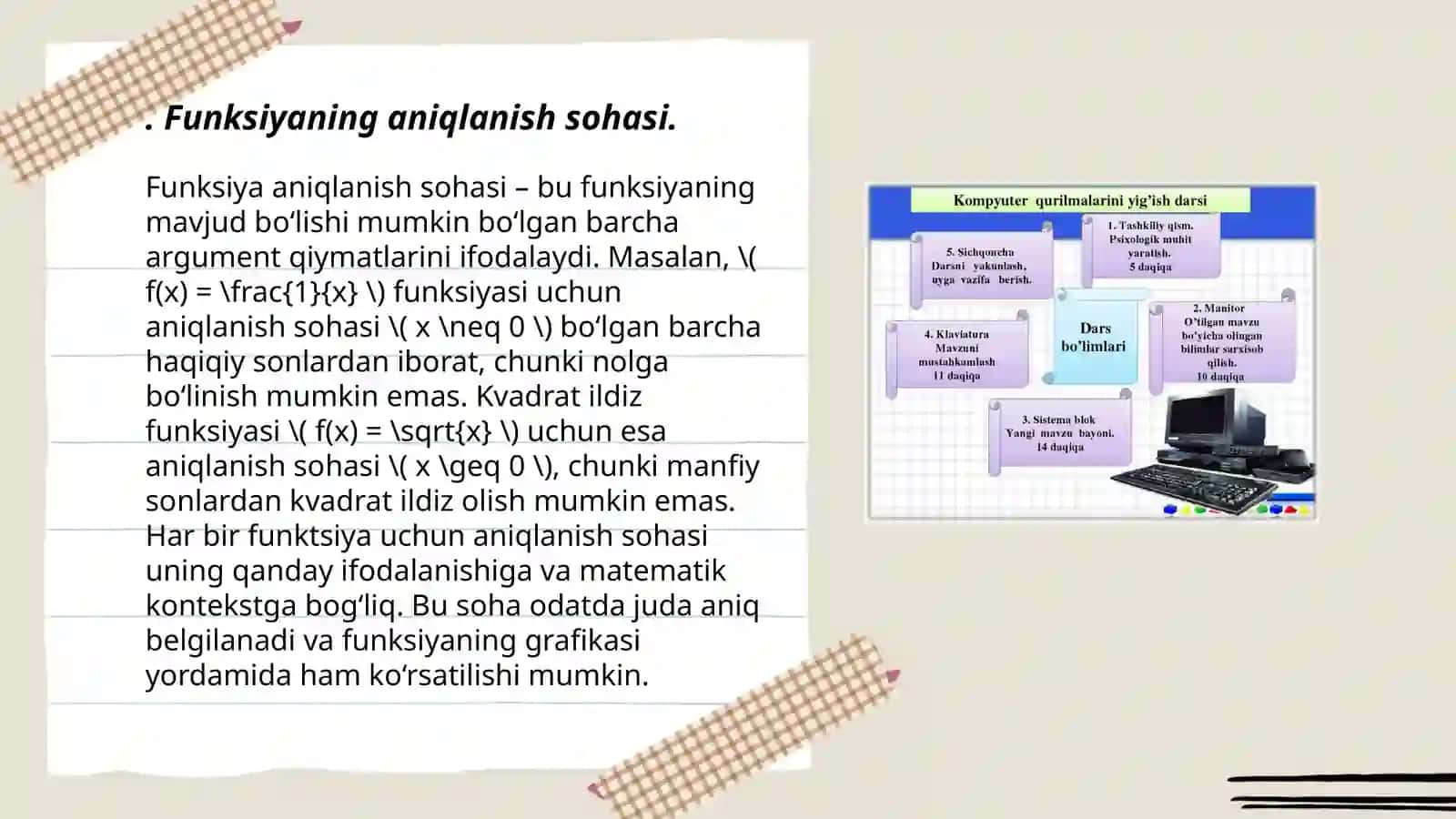 Funksiyaning aniqlanish va qiymatlar sohasi 3