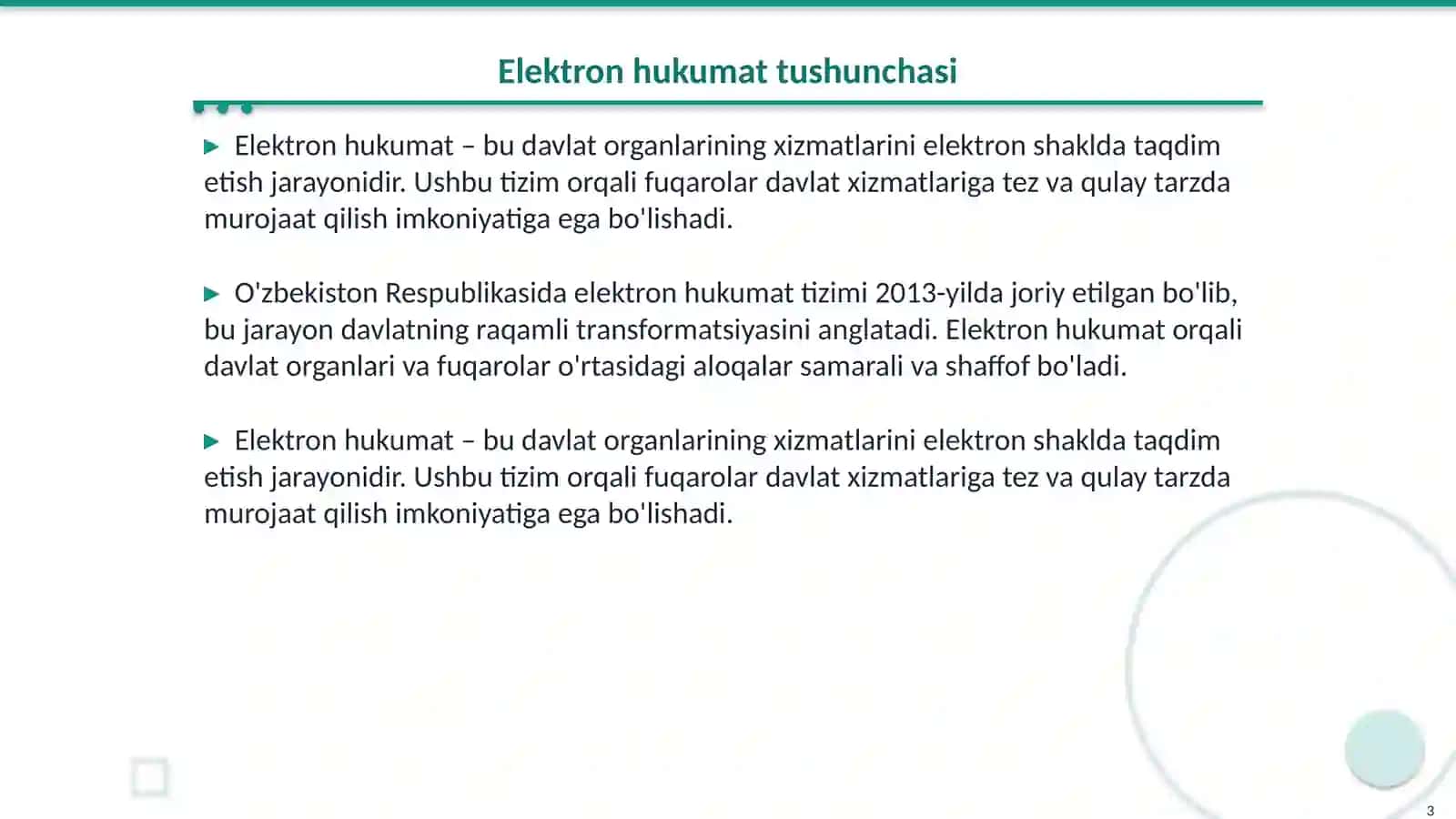 Elektron hukumat (ERI, elektron hujjat, elektron tijorat) 3