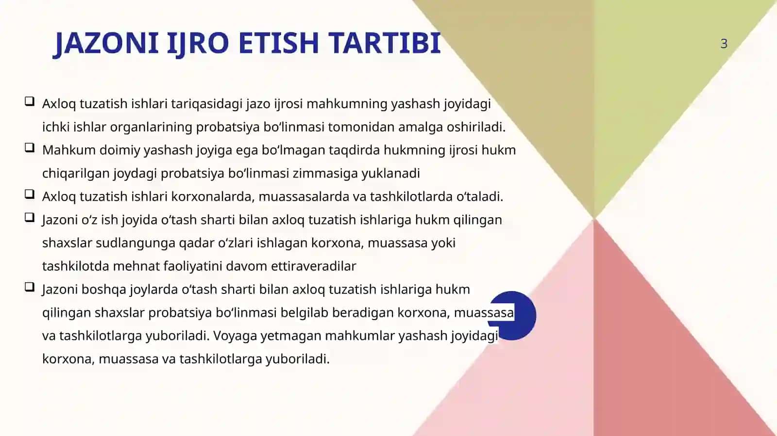 Axloq tuzatish ishlari jazosi 3