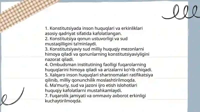 Yangi O‘zbekistonda inson haq-huquqlari va erkinliklari kafolatining yaratilishi 3