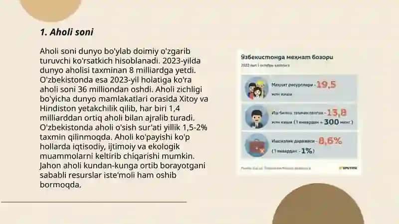 Ózbekiston aholisi va mehnat resurslari 3