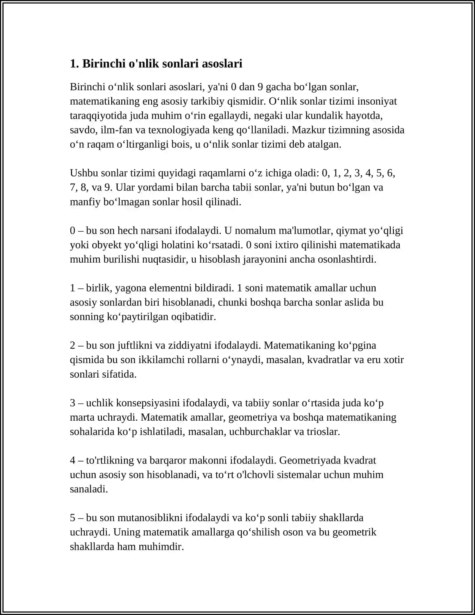 SANOQ MATERIALLARI ASOSIDA BIRINCHI OʻNLIK SONINI TARKIBI 3