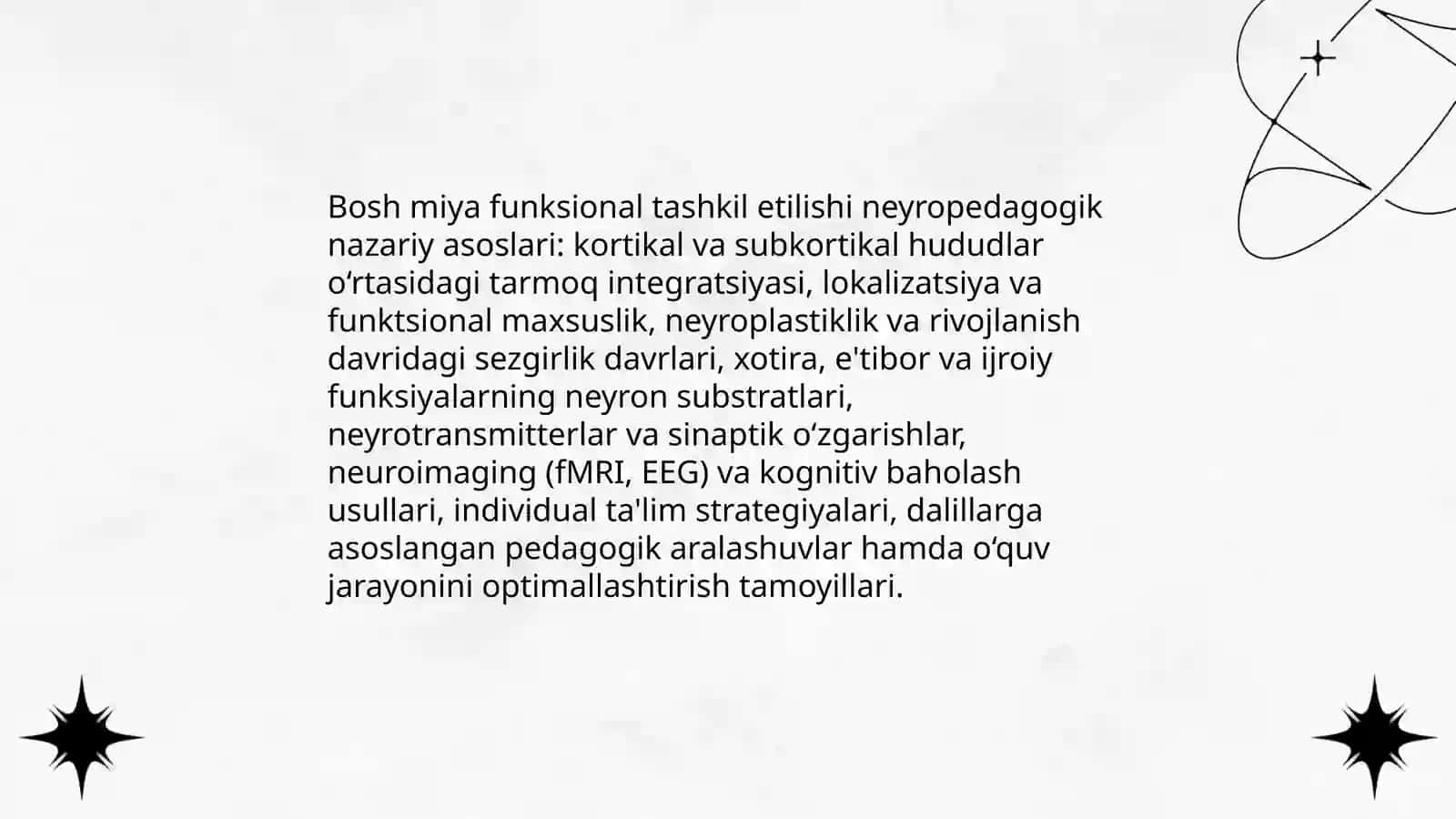 Bosh miya funksional tashkil etilishining neyropedagogikada tadqiqotlar ob‘ekti sifatida 3