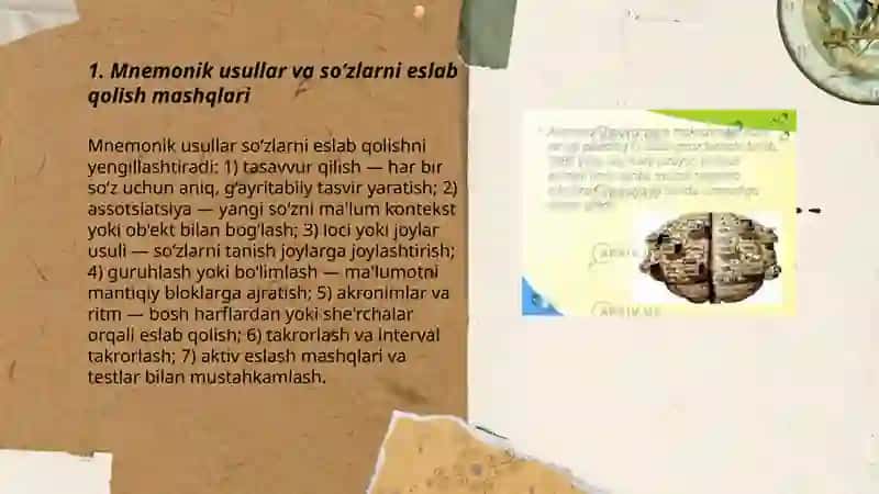 Xotirani rivojlantiruvchi psixologik mashg‘ulotlar 3