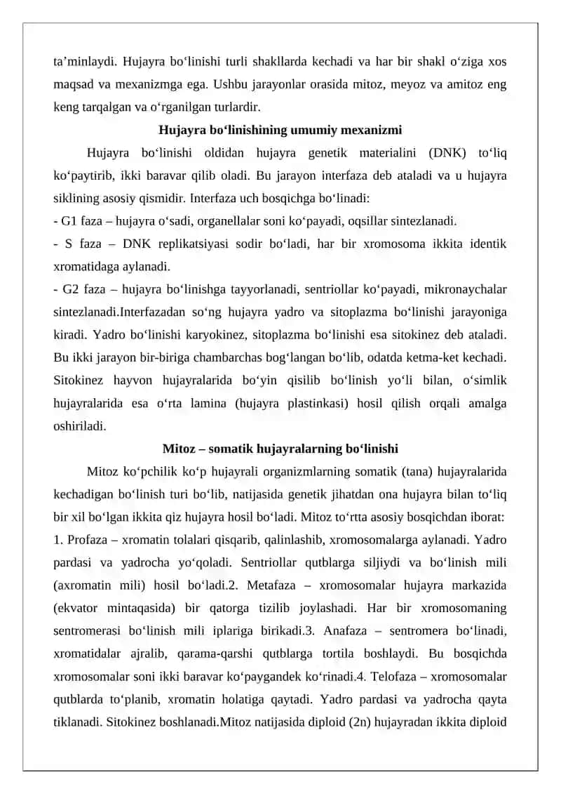 Hujayralarning bo‘linish turlari 3