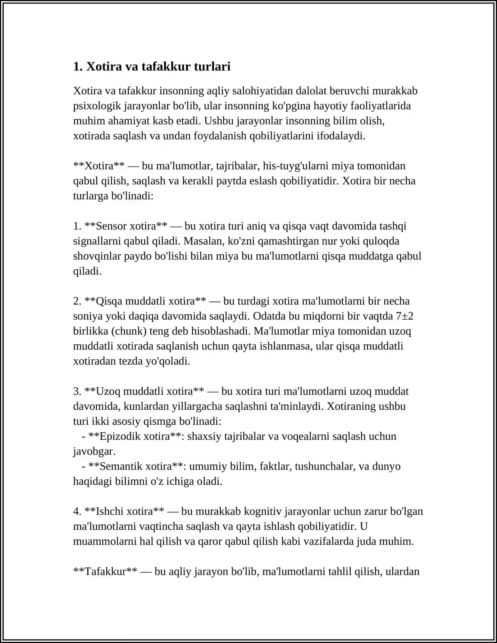 Xotira Tafakkur Intellect va Kreativlik 3