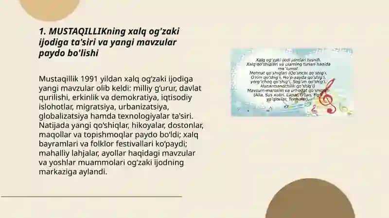 MUSTAQILLIK va xalq og'zaki ijodining o‘ziga xos belgilari 3