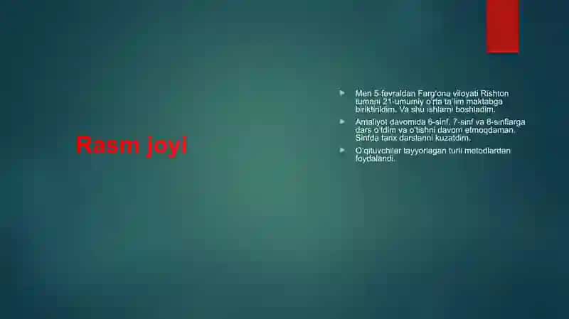 Pedagogik amaliyoti taqdimoti 3