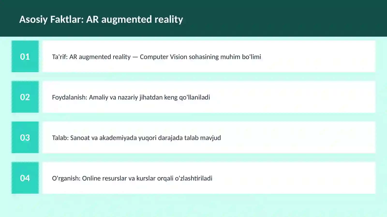 Mavzuga Kirish — AR augmented reality 3