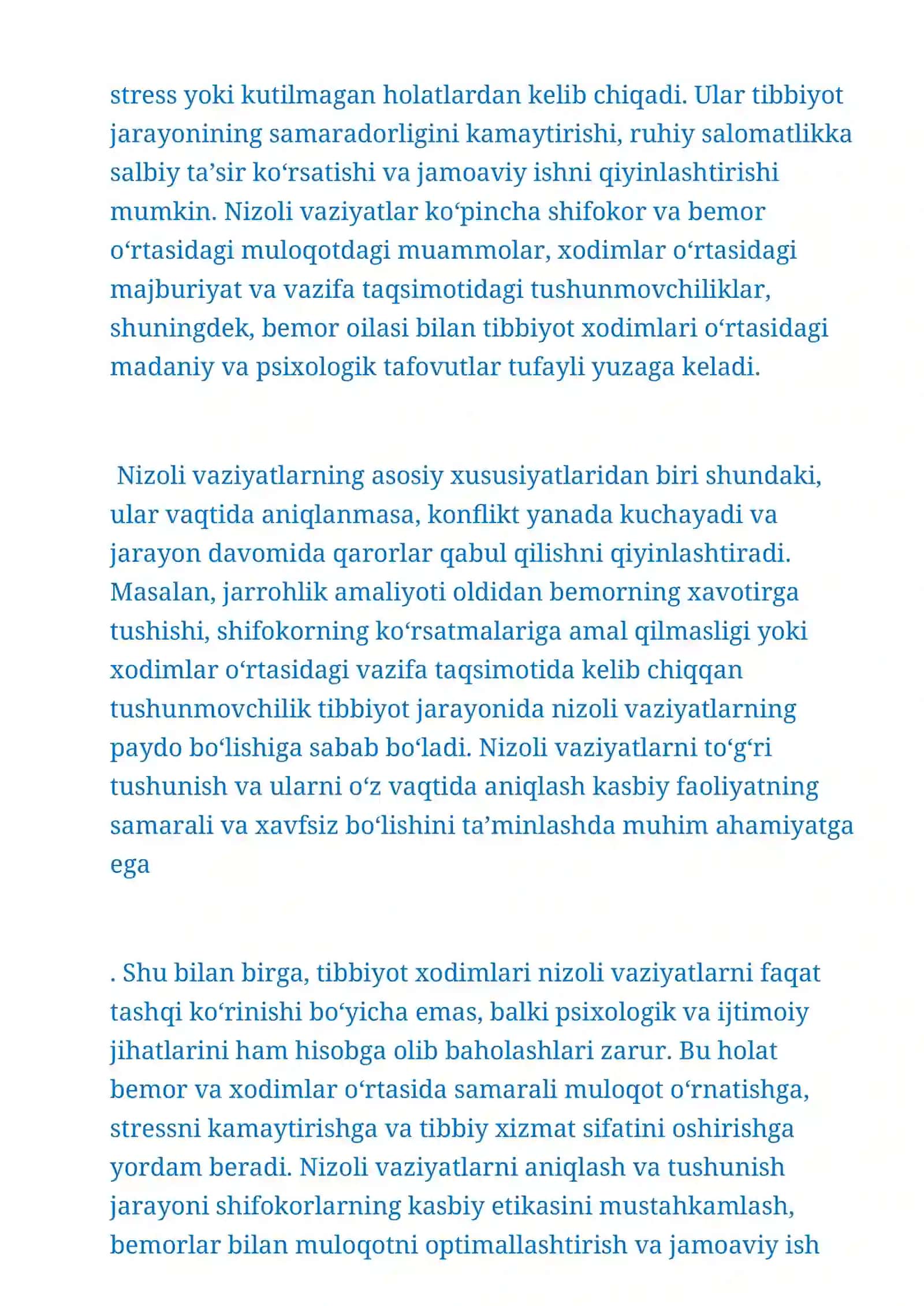 Tibbiyotda nizoli vaziyatlar va ularni hal qilish 3