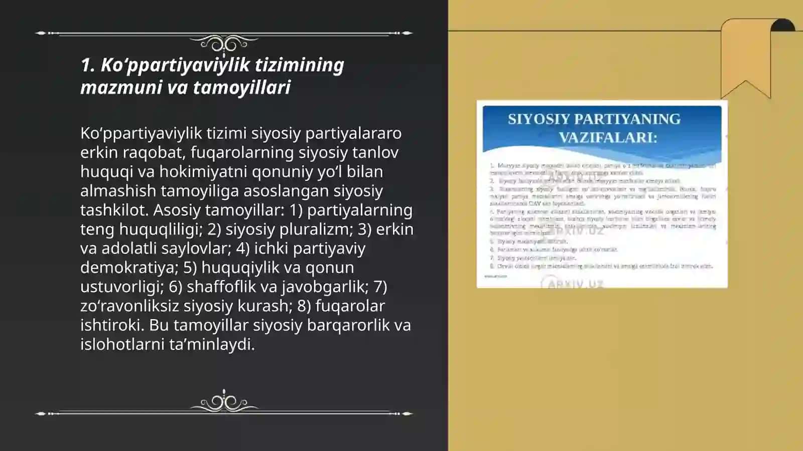 Koʻppartiyaviylik tizimi, Oʻzbekistonda siyosiy partiyalarning siyosiy islohotlardagi oʻrni 3