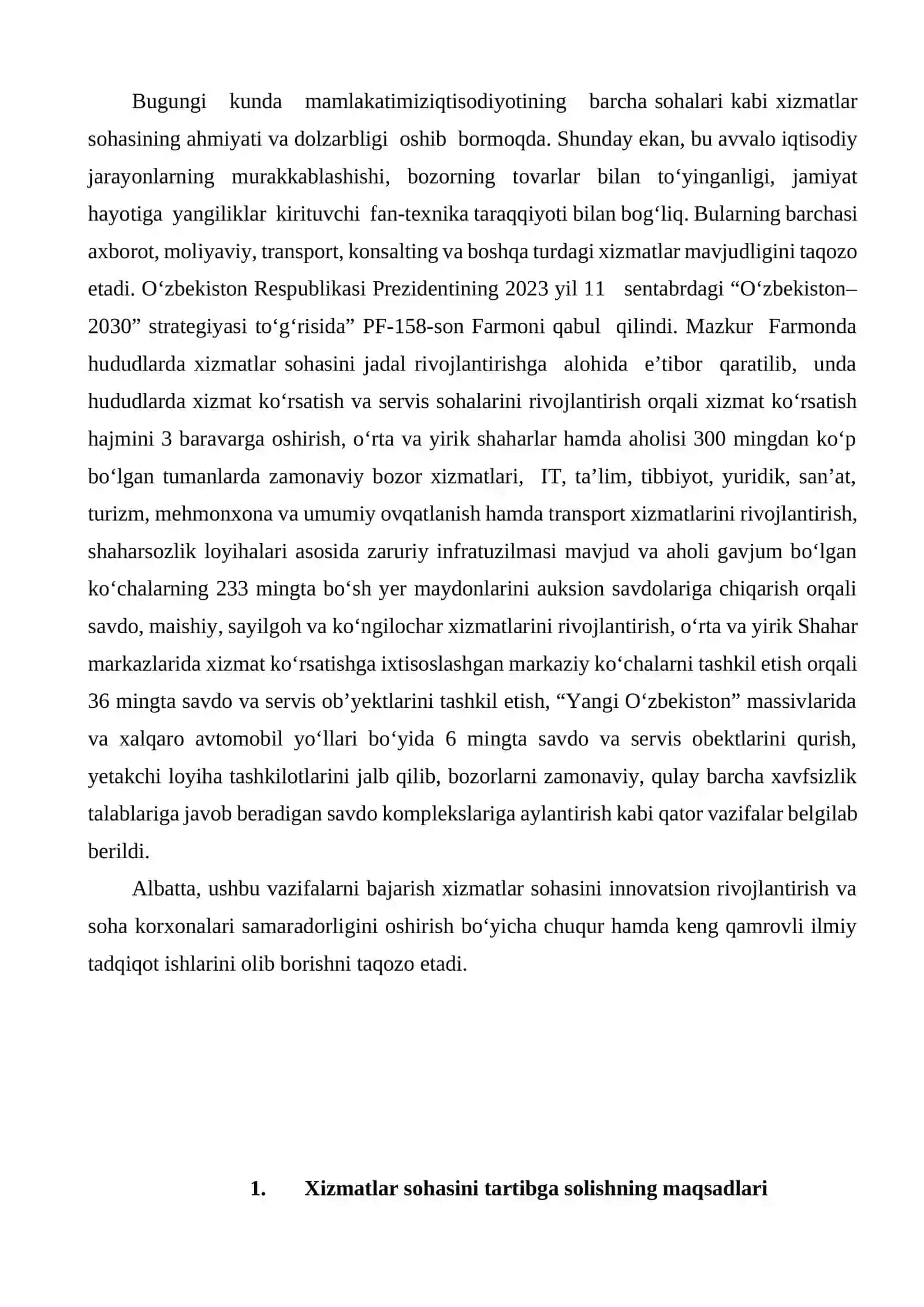 Xizmatlar sohasini davlat tomonidan tartibga solish: maqsadlar, asosiy yoʻnalishlar, muammolar 3