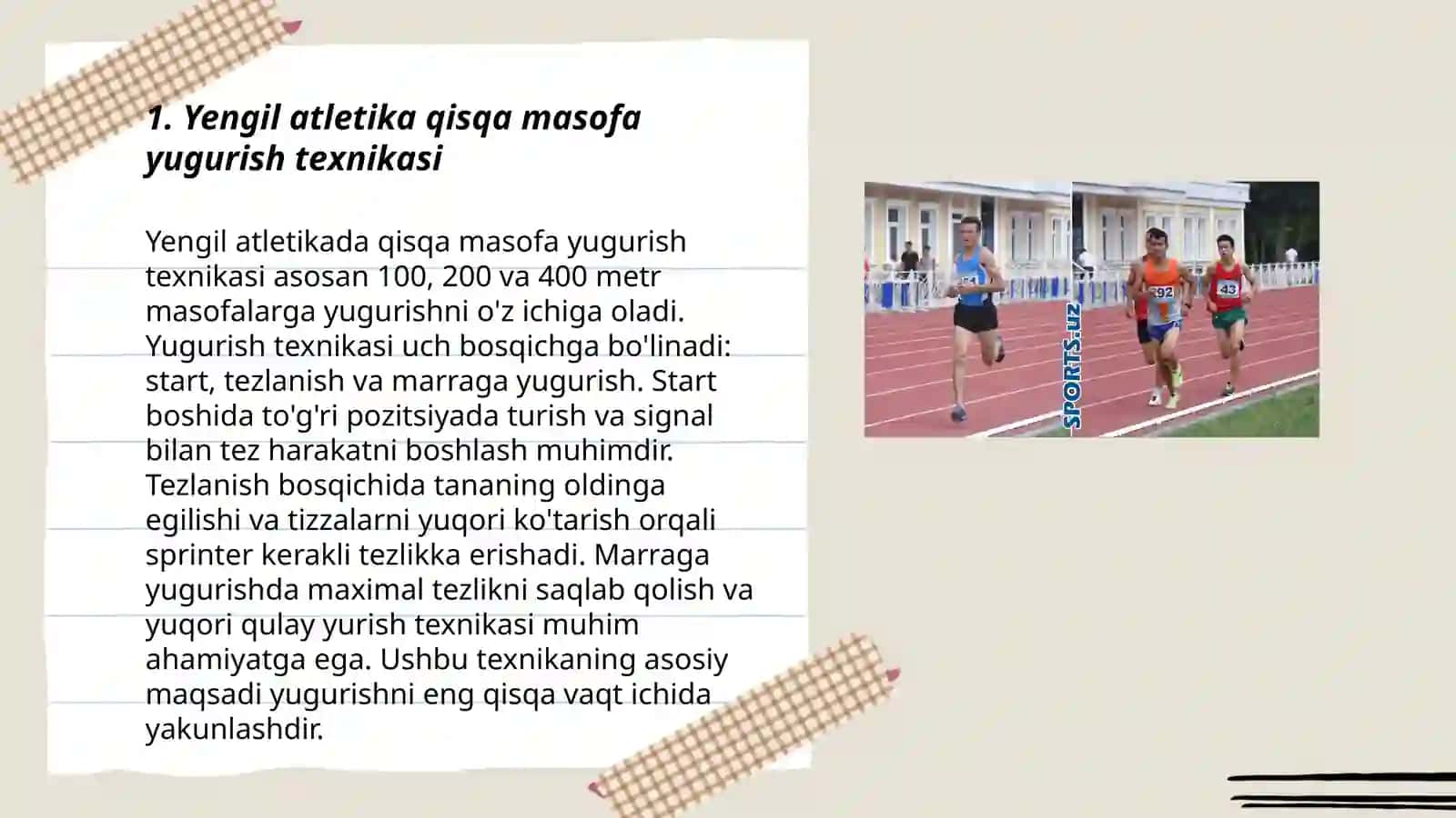 Yengil atletika turlari texnikasini oʻrgatish 3