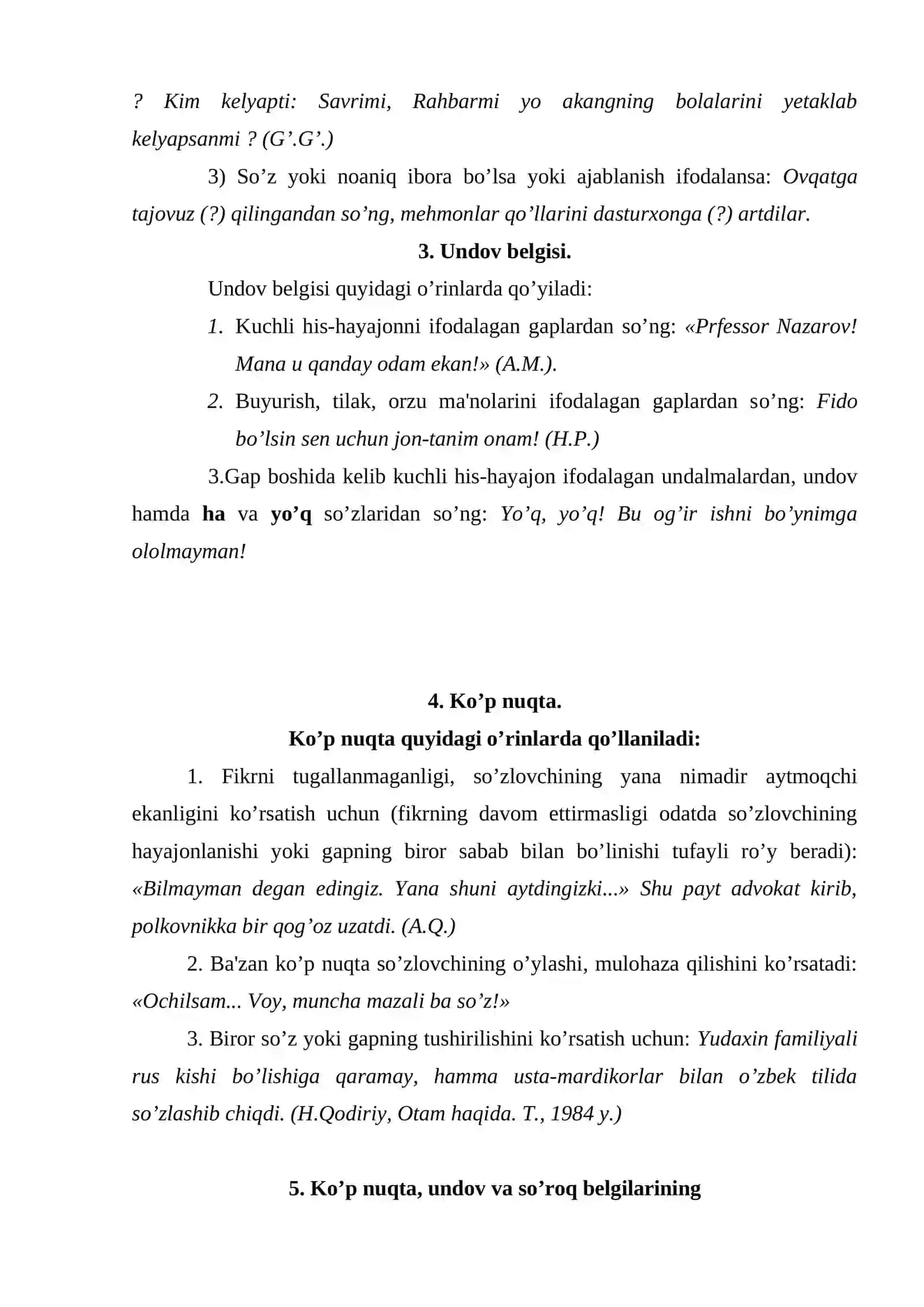 Tinish bеlgilarining ishlatilishi 3