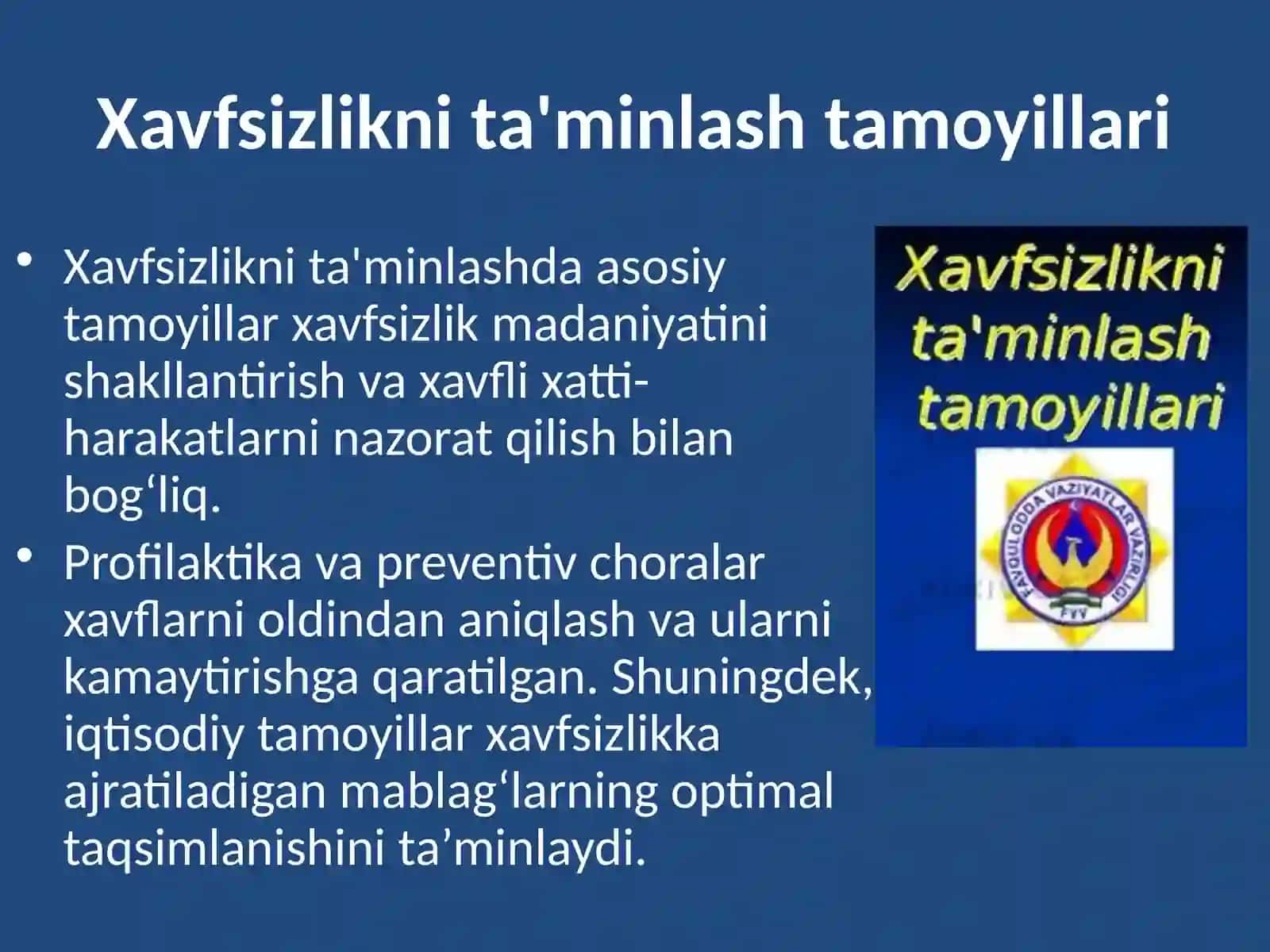 Xavfsizlikni ta`minlash tamoyillari va uslublarini tahlil qilish. 3