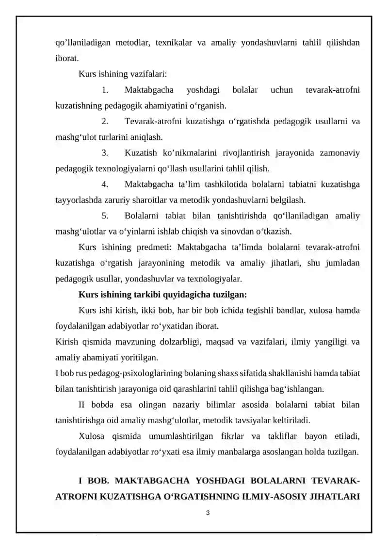 Maktabgacha yoshdagi bolalarni tevarak-atrof va tabiatni kuzatishga o‘rgatishning ilmiy-metodik asoslari 3