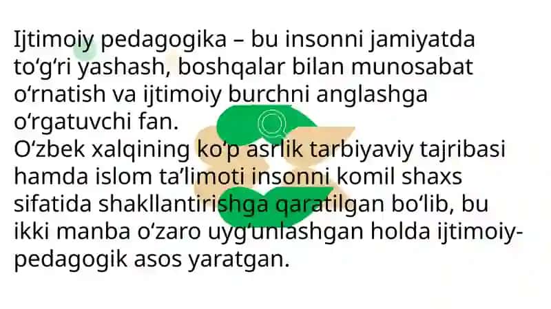 O'zbek xalq pedagogikasi va islom ta'limotida ijtimoiy pedagogik g'oyalari 3