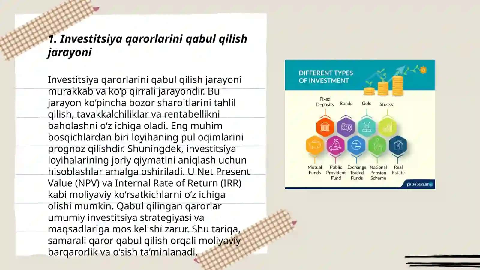 Investitsiya qarorlarini qabul qilish jarayoni 3