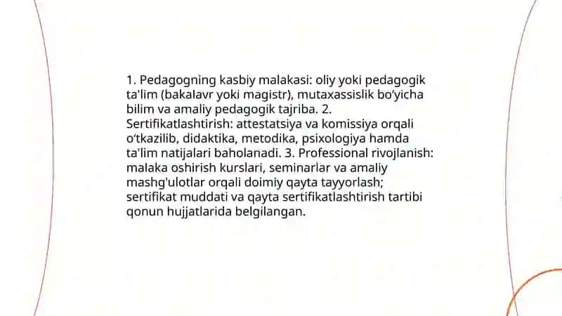 Pedagoglik kasbiga qòyilgan talablar 3