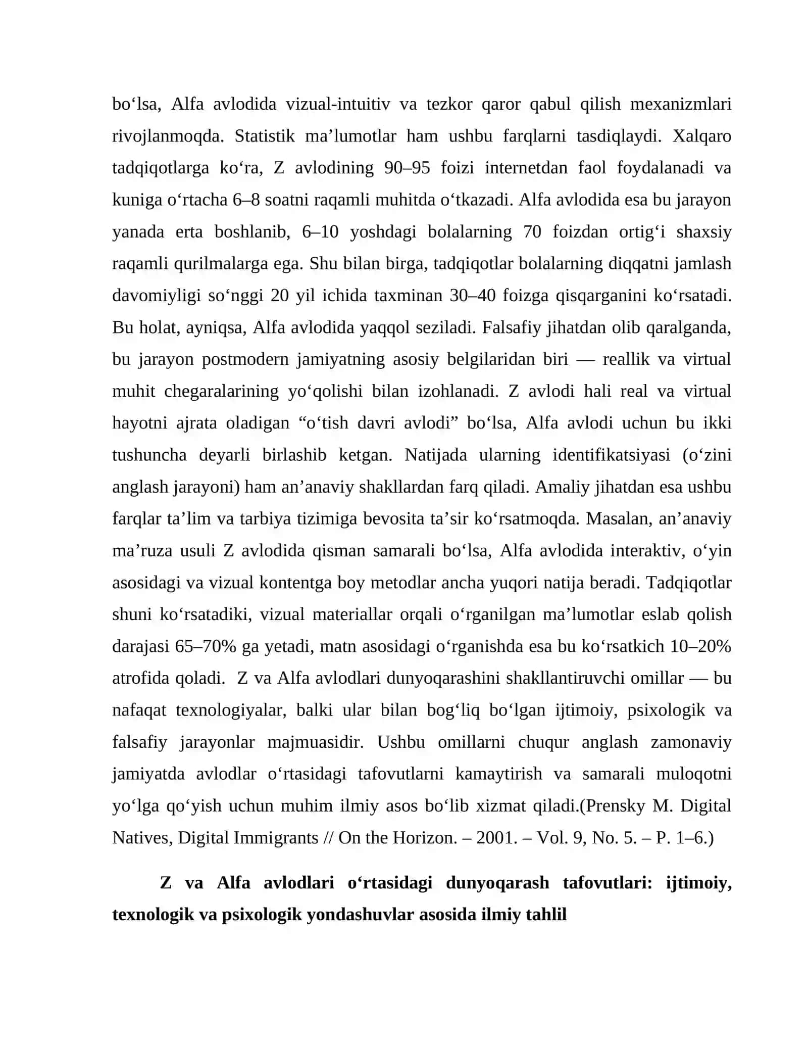 AVLODLAR TOʻQNASHUVI: "Z AVLODI VA ALFA AVLODI"NING DUNYOQARASHIDAGI FARQLAR 3
