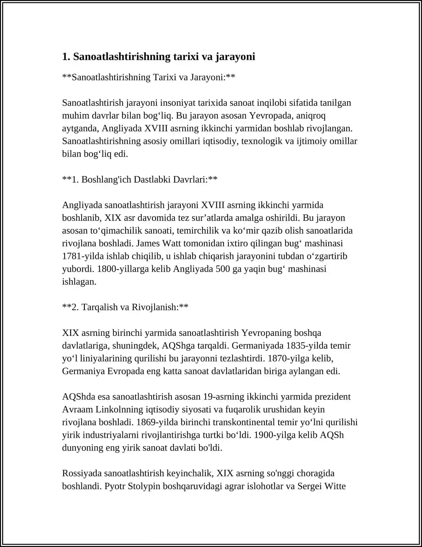 OʻZBEKISTONDA SANOATLASHTIRISH VA UNING OQIBATLARI MAVZUSIDA REFERAT 3