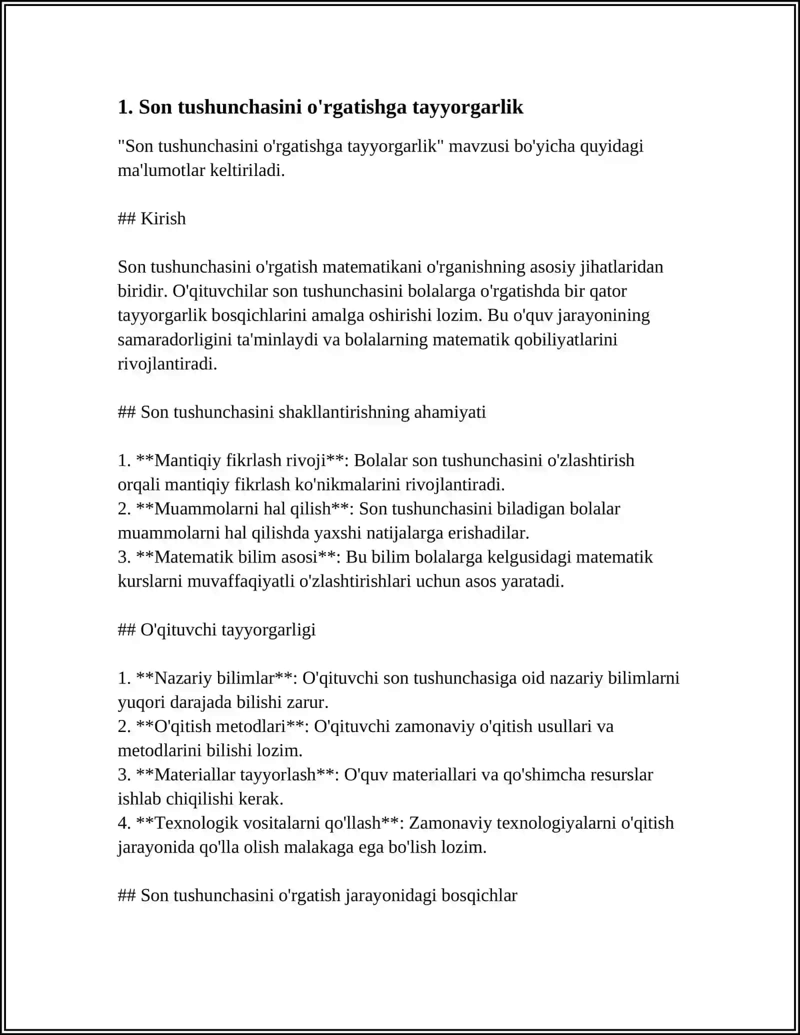 NOMERLASHGA O'RGATISHGA TAYYORGARLIK. SON VA SANOQ TUSHUNCHASINI SHAKILLANTIRISH BOSQICHLARI 3