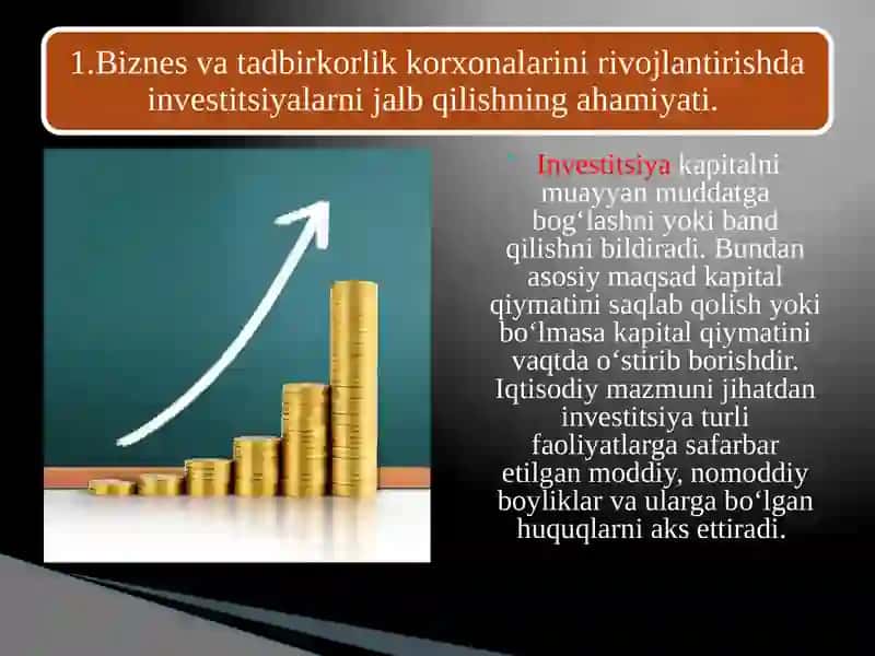 Mamlakatimizda biznesni investisiyalashning ustuvor yo‘nalishlari 3