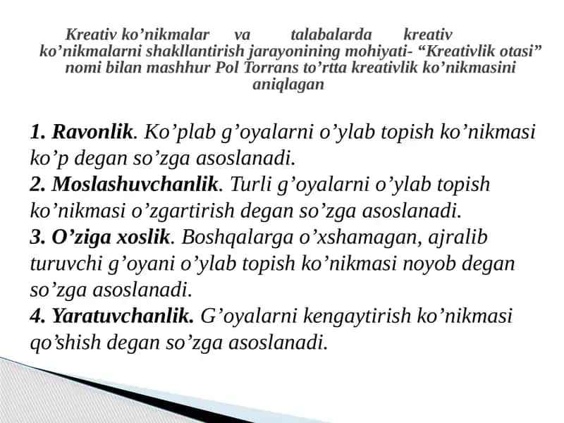 OTM PEDAGOGLARIDA KREATIV SIFATLARINI RIVOJLANTIRISH YO’LLARI 3