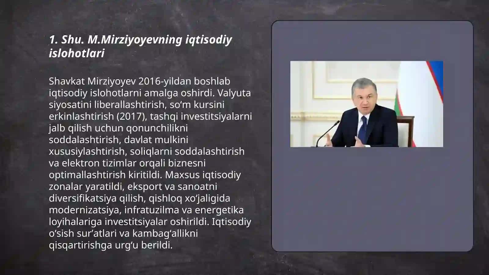 Shu. M.Mirziyoyevning iqtisodiy islohotlari 3