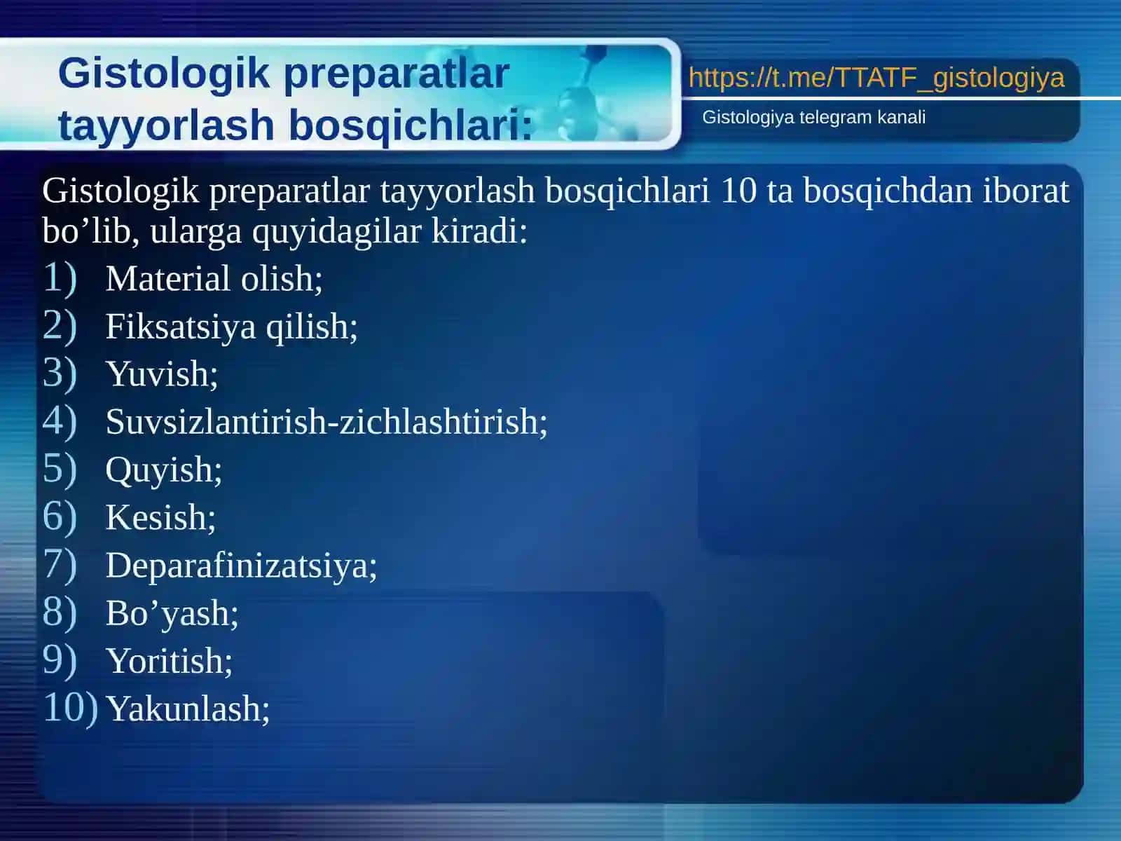 Gistologikpreparatlarni tayyorlash texnikasi 3