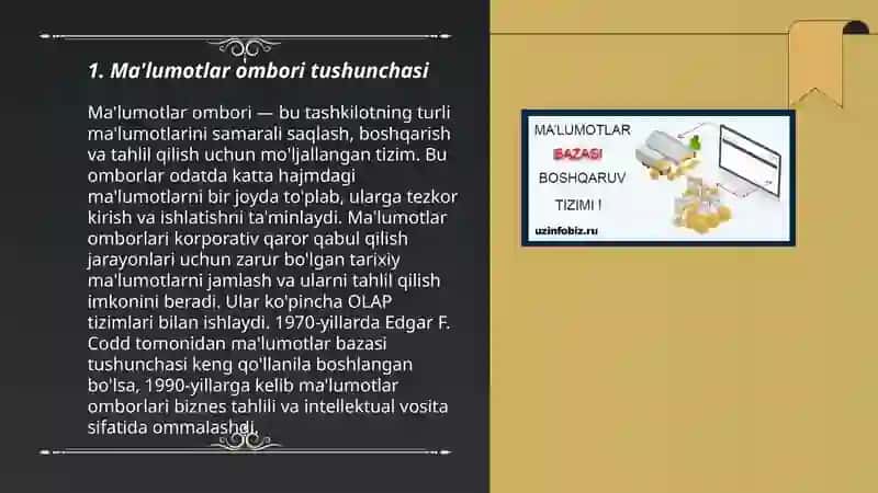 Maʼlumotlar ombori haqida umumiy maʼlumotlar 3