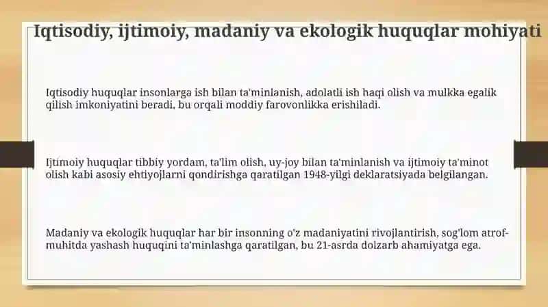 Iqtisodiy,ijtimoiy,madaniy va ekologik huquqlar 3