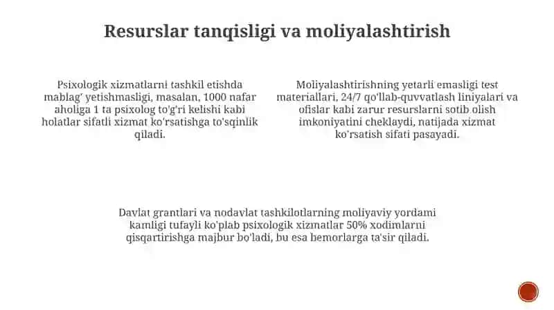 Psixologik xizmatni taahkil etish muammolari 3