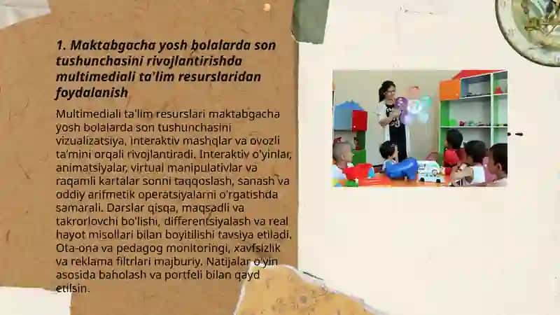 Maktabgacha ta'lim tashkilotlarida ta'lim jarayonini rivojlantirishda axborot texnologiyalari va multimediali vositalardan foydalanish 3