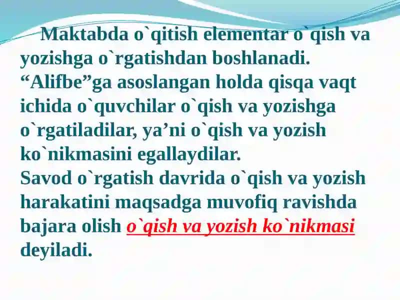 Savodo`rgatish metodikasi 3