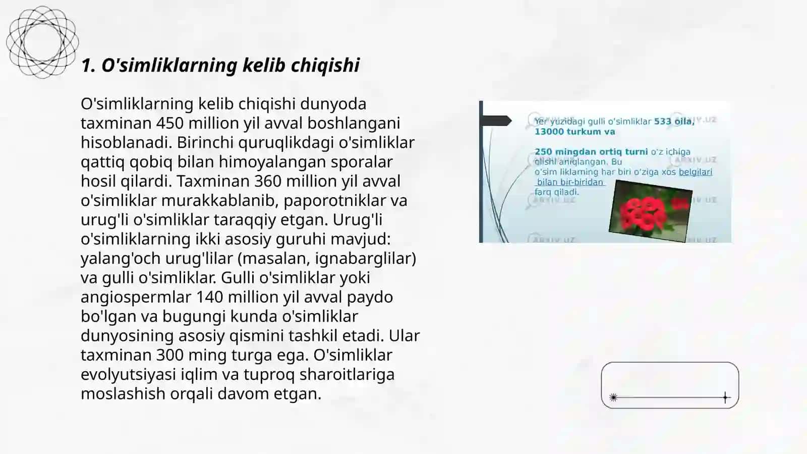 Yuksak o'simliklarning taksomli tarixi 3